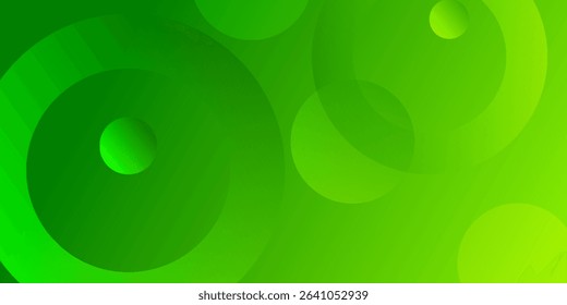Abstract green background with circles. Dynamic shapes composition, vector illustration