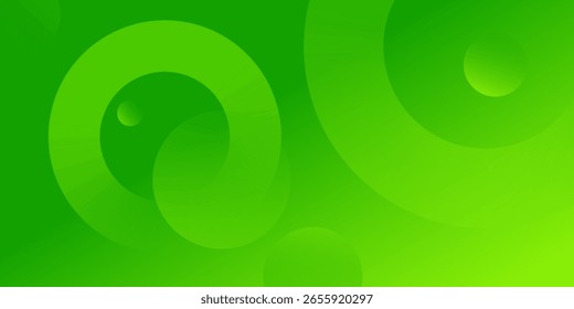 Abstract green background with circles. Dynamic shapes composition.