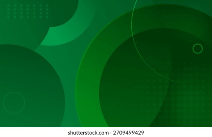 Abstract green background with circles. Dynamic shapes composition. Vector illustration