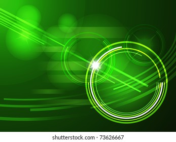 Abstract green background with circles and lines