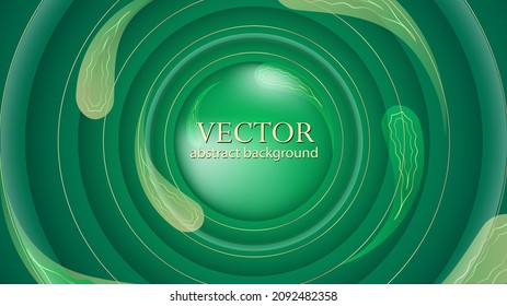 Abstract green background with circles and tracery elements

