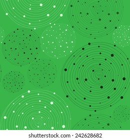 abstract green background with circular lines. Vector illustration