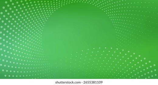 Abstract Green Background with Circular White Dots Pattern in Swirling Shape. vector illustration, bussines