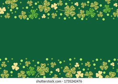 Resumen de fondo verde con hojas de trébol y texturas. Diseño con lugar para el texto. Ilustración del vector