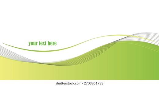 Abstract green background with green color waves and line waves with text placeholder.