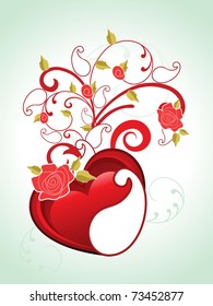abstract green background with creative floral decorated heart