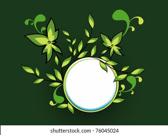 abstract green background with creative floral pattern frame
