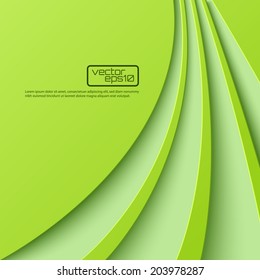 Abstract green background with curved lines. Vector illustration