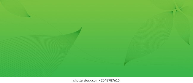 Abstract green background with curved lines. Vector illustration for your design.