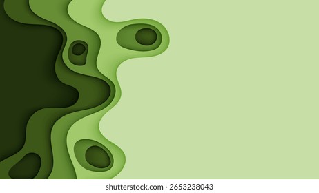 Abstract green background design and decorative wave elements