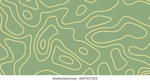 Abstract green background design featuring yellow contour lines for artistic projects