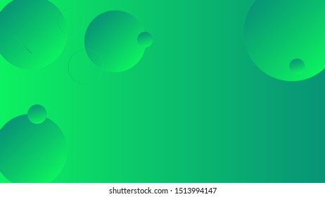 Abstract green background design. Geometric circles and light effect