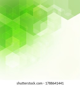 Abstract green background design with hexagons