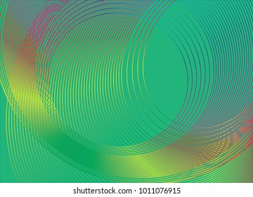 Abstract green background design  made of colorful overlapping circles. Vector illustration.