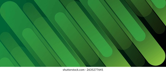 Abstract green background with diagonal lines. Dynamic shapes composition. Vectors