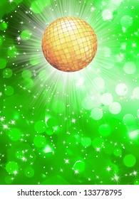 Abstract green background with disco ball. EPS 10 vector file included
