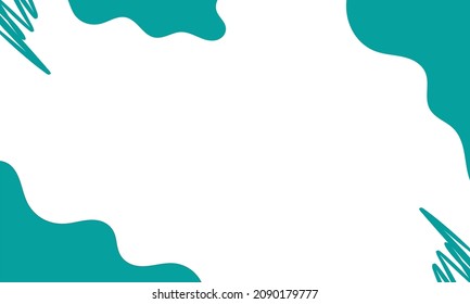 Abstract green background of doodle shapes, lines on white background with blank space in center for text. Minimalist wavy background.