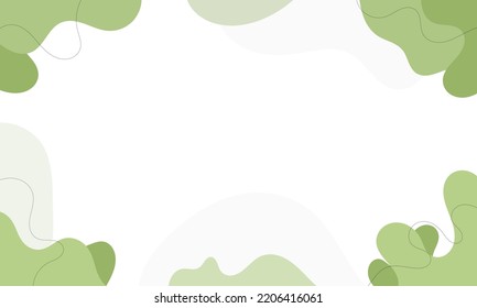 Abstrakter grüner Hintergrund von doodlen Formen, Linien auf weißem Hintergrund mit Leerzeichen in der Mitte für Text. Minimalistischer grauer Hintergrund.