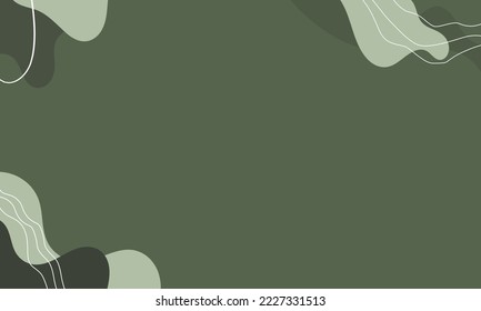 Abstract green background of doodle shapes, lines on white background with blank space in center for text. Minimalist wavy background.
