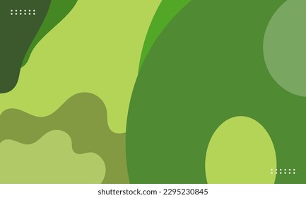 Abstract green background of doodle shapes, lines on green background with blank space in center for text. Minimalist wavy background.