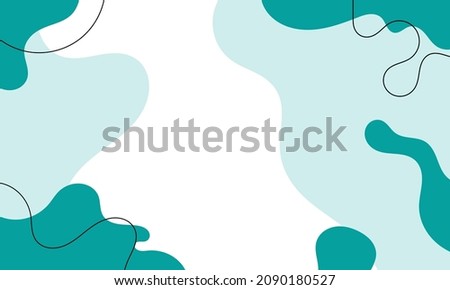 Abstract green background of doodle shapes, lines on white background with blank space in center for text. Minimalist wavy background.