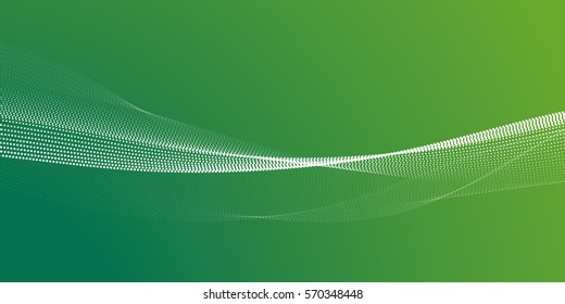 Abstract green background with dots in a wave.