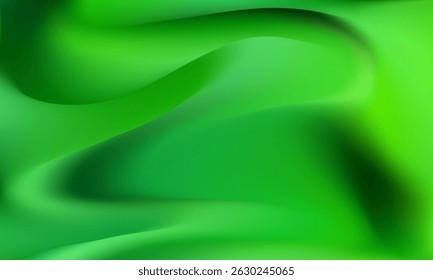 Abstract green background. Elegant emerald gradient. Luxury green soft silk texture. Satin fabric surface. Bright eco nature bg. Vector illustration. EPS 10.