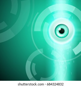 Abstract green background with eye. EPS10 vector.