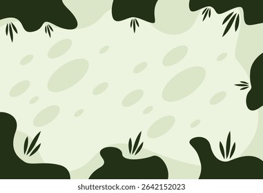 Abstract green background featuring camouflage-inspired patterns and flora elements, creating a seamless nature-themed design that conveys tranquility and connection to the environment.