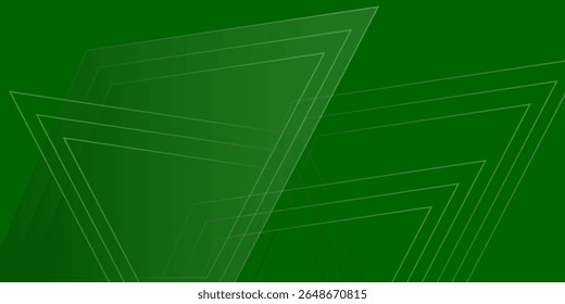Abstract green background featuring layered triangular line patterns creating a futuristic and dynamic visual effect.