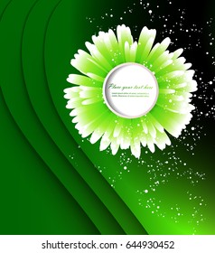 Abstract green background with a flower