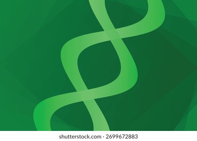 Fondo verde Abstractas con una forma de hélice de ADN fluida y luminosa, que transmite ciencia e innovación.