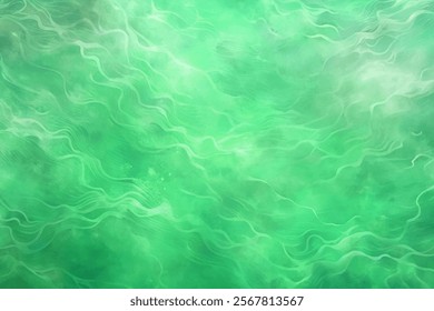 Abstract green background, fluid wave patterns, soft texture, artistic design, calming aesthetic, digital artwork.