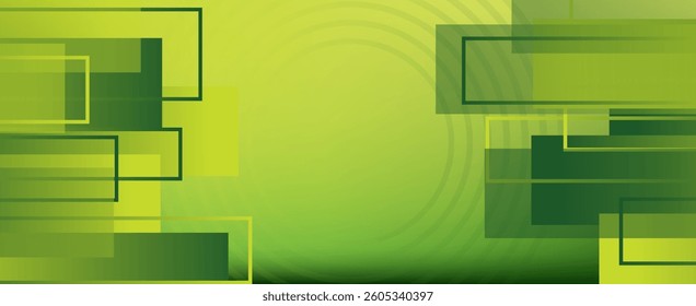 Abstract Green Background with Geometric Shapes, Vector Illustration