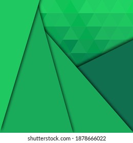 Abstract green background. Geometric vector image. Triangle. Mosaic gradient