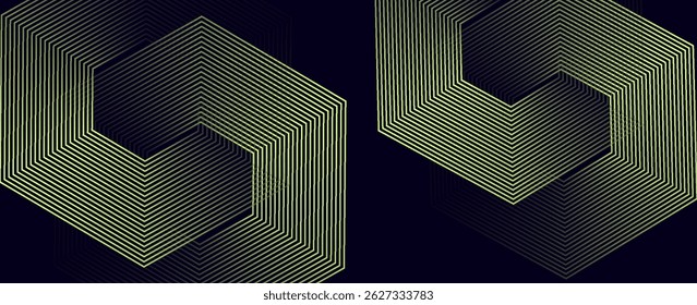 Abstract green background with glowing geometric lines. Modern sAbstract gold background with glowing geometric lines. Modern shiny blue hexagon lines pattern. vector	
