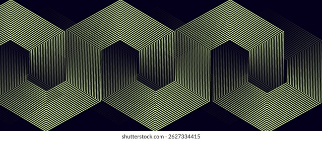 Abstract green background with glowing geometric lines. Modern sAbstract gold background with glowing geometric lines. Modern shiny blue hexagon lines pattern. Technology futuristic concept. Suit for 