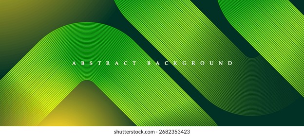 Fondo verde abstracto. Fondo abstracto verde con líneas geométricas brillantes. Ilustración vectorial.