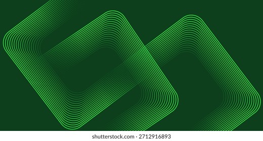 Fondo verde Abstractas con líneas geométricas brillantes. Moderno gradiente redondeado patrón de líneas cuadradas. Concepto futurista.