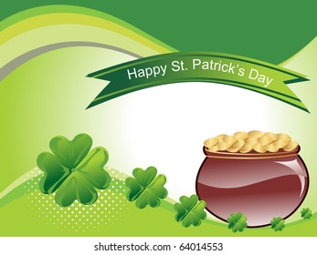 abstract green background with gold coins earthenware, banner