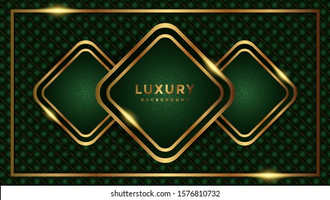 abstract green background with gold lines. greeen textured background. isolated background and golden light.