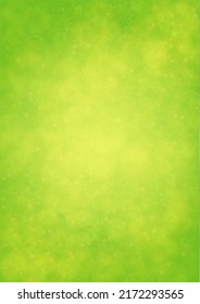 Abstract Green Background with Golden Circular Spot Lights.  Vibrant Sunlight  Summer and Spring Texture. Eco and Environment Page Design. Defocused Fresh Leaf Print.  Bokeh Blurry Template.