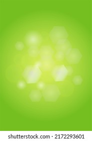 Abstract Green Background with Golden Circular Spot Lights.  Vibrant Sunlight  Summer and Spring Texture. Bokeh Blurry Template. Shiny Gradient Cover. Festive Christmass and New Year Snow on Green. 