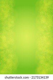 Abstract Green Background with Golden Circular Spot Lights.  Vibrant Sunlight  Summer and Spring Texture. Eco and Environment Page Design. Defocused Fresh Leaf Print.  Bokeh Blurry Template.