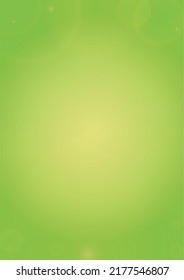 Abstract Green Background with Golden Circular Spot Lights.  Vibrant Sunlight  Summer and Spring Texture. Eco and Environment Page Design. Defocused Fresh Leaf Print.  Shiny Gradient Cover.