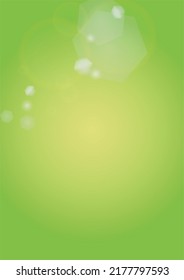 Abstract Green Background with Golden Circular Spot Lights.  Vibrant Sunlight  Summer and Spring Texture. Bokeh Blurry Template. Shiny Gradient Cover. Festive Christmass and New Year Snow on Green. 