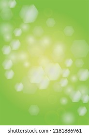 Abstract Green Background with Golden Circular Spot Lights.  Vibrant Sunlight  Summer and Spring Texture. Bokeh Blurry Template. Shiny Gradient Cover. Festive Christmass and New Year Snow on Green. 