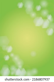 Abstract Green Background with Golden Circular Spot Lights.  Vibrant Sunlight  Summer and Spring Texture. Bokeh Blurry Template. Shiny Gradient Cover. Festive Christmass and New Year Snow on Green. 