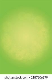Abstract Green Background with Golden Circular Spot Lights.  Vibrant Sunlight  Summer and Spring Texture. Eco and Environment Page Design. Defocused Fresh Leaf Print.  Bokeh Blurry Template.