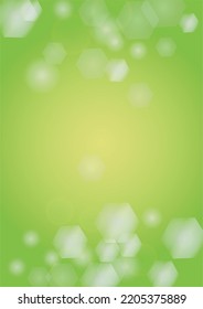 Abstract Green Background with Golden Circular Spot Lights.  Vibrant Sunlight  Summer and Spring Texture. Bokeh Blurry Template. Shiny Gradient Cover. Festive Christmass and New Year Snow on Green. 